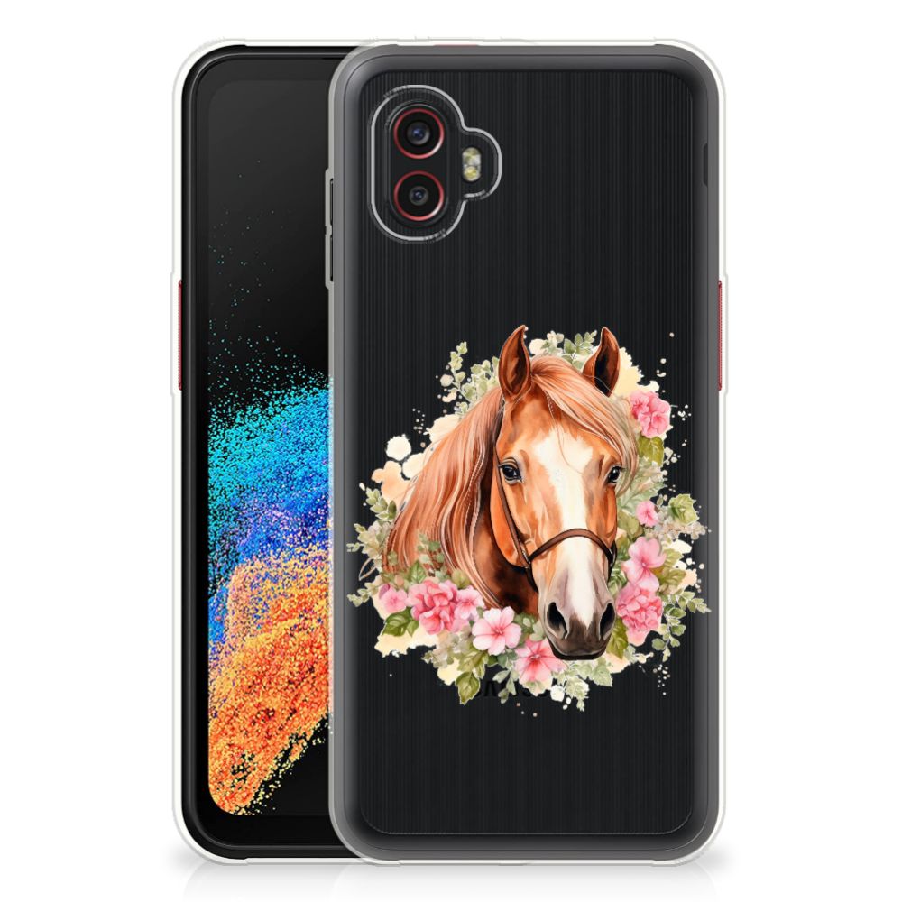 TPU Hoesje voor Samsung Galaxy Xcover 6 Pro Paard met bloemen, perfect als cadeau! đ¸