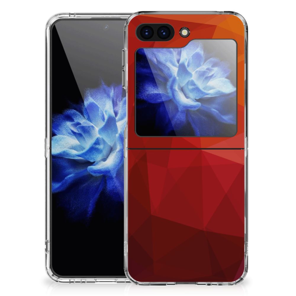 Samsung Galaxy Z Flip 5 TPU Hoesje Polygon Red achterkant voorkant