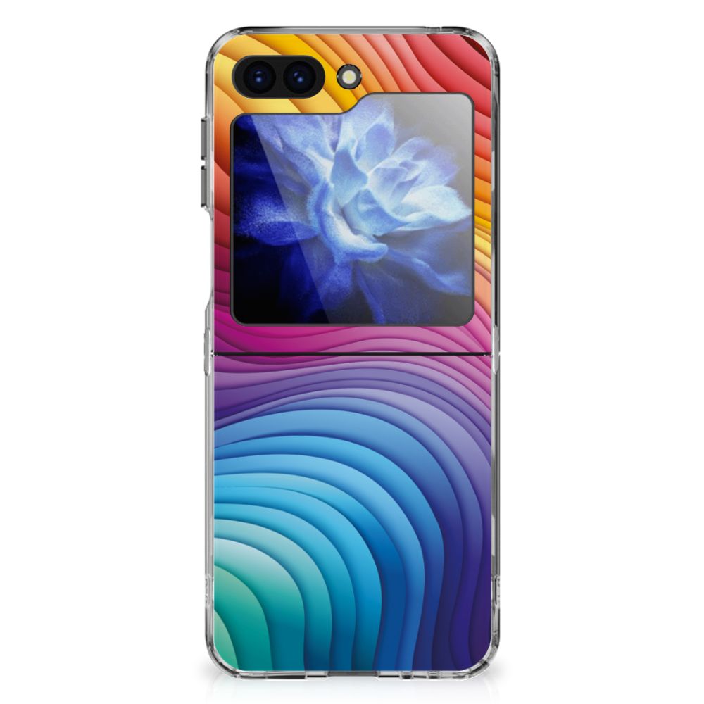 Samsung Galaxy Z Flip 6 TPU Hoesje Regenboog kleurrijk ontwerp achterkant