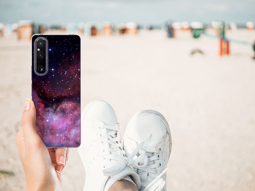 Sony Xperia 1 V TPU Hoesje Galaxy design heelal aanzicht