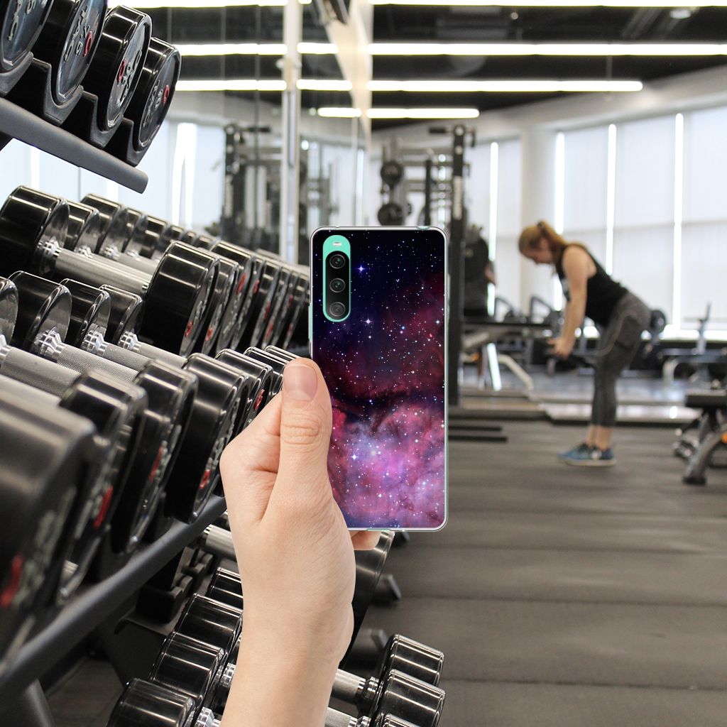 Sony Xperia 10 V TPU Hoesje Galaxy heelal ontwerp achterkant