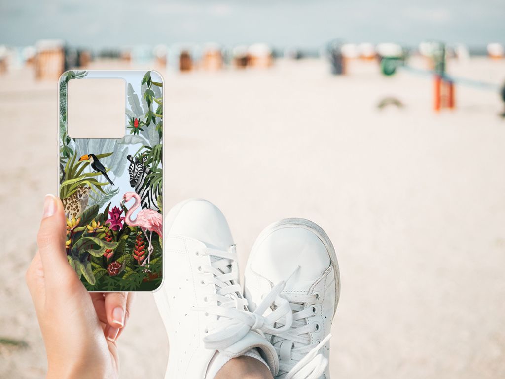 Xiaomi 13T TPU Hoesje Jungle design bloemen dieren strand