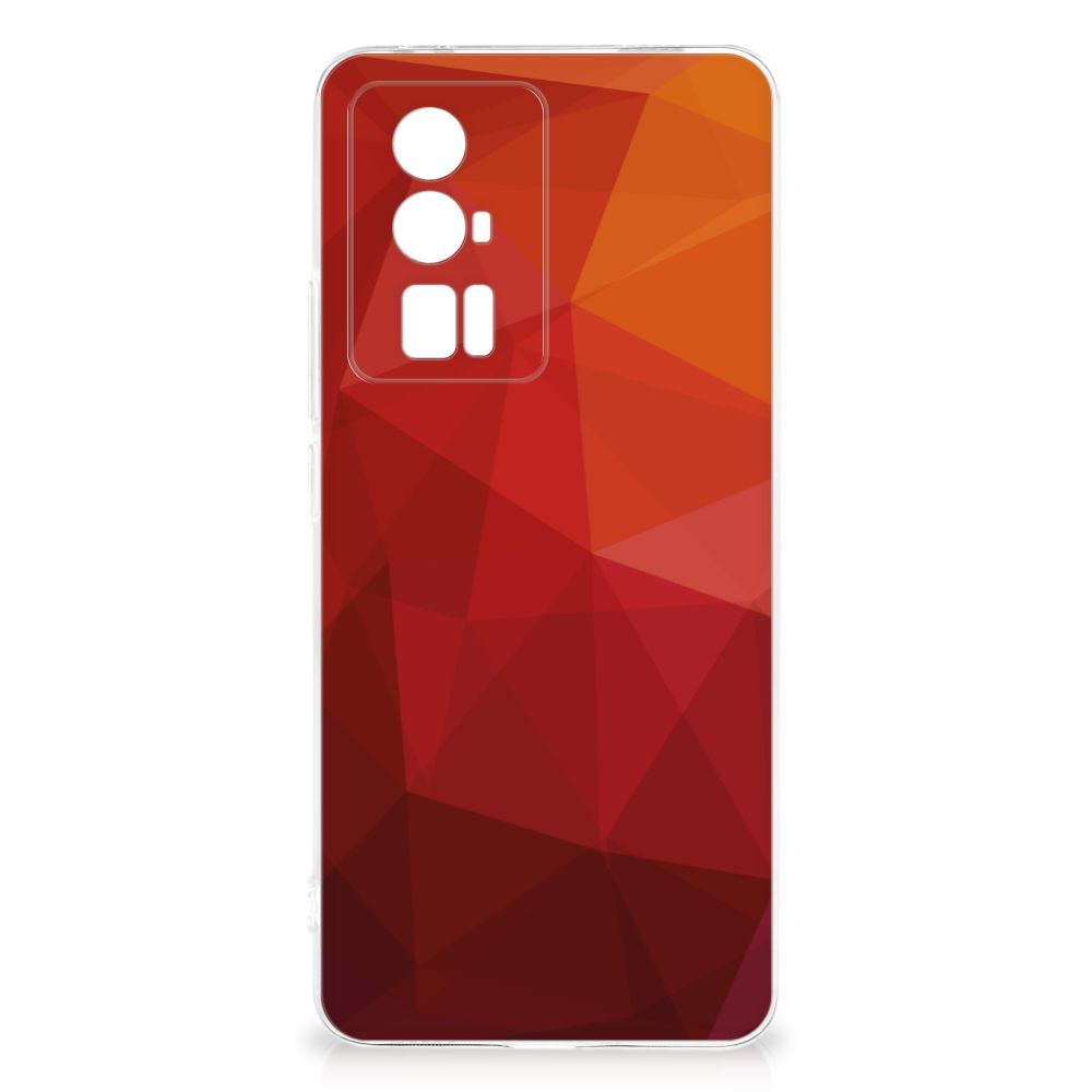 Xiaomi Poco F5 Pro TPU Hoesje Polygon Red achterkant