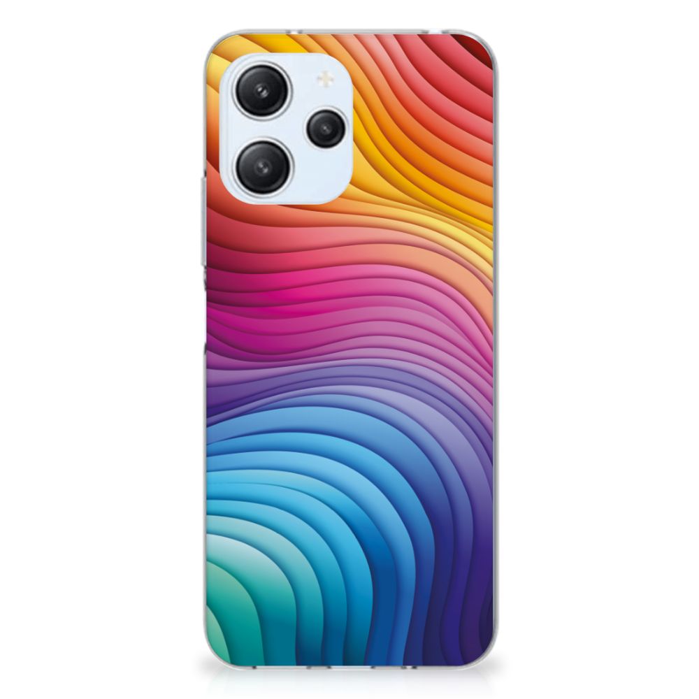 Xiaomi Redmi 12 4G TPU Hoesje Regenboog design kleurrijke golfpatronen aanzicht