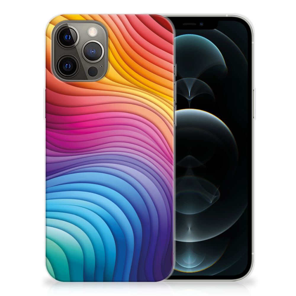 TPU Hoesje voor iPhone 12 Pro Max Regenboog met kleurrijke golven in diverse tinten 🌈.