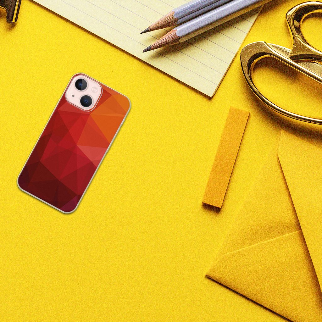 TPU Hoesje voor iPhone 13 mini Polygon Red design abstract aanzicht