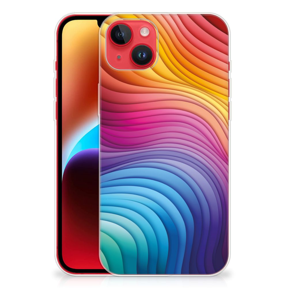 TPU Hoesje voor iPhone 14 Plus Regenboog design kleurrijke golven achterzijde