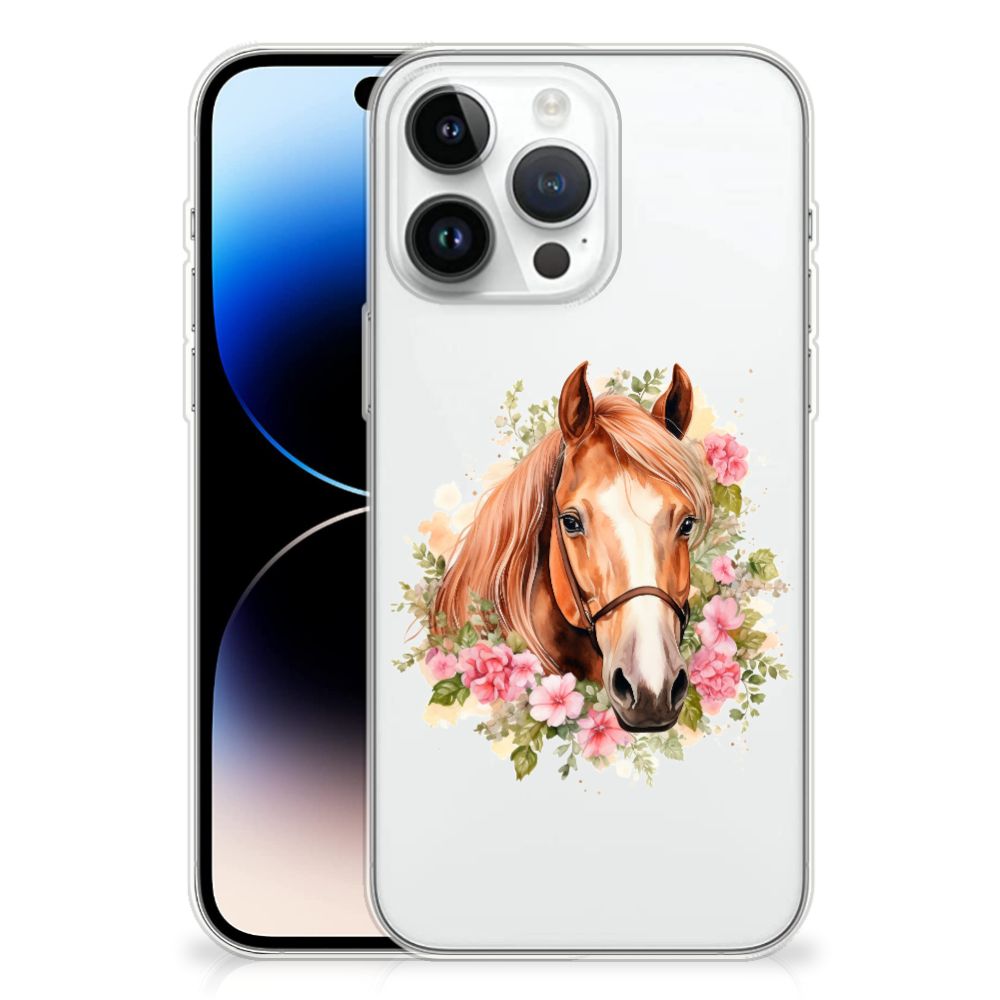 TPU Hoesje voor iPhone 14 Pro Max Paard ontwerp paard vooraanzicht