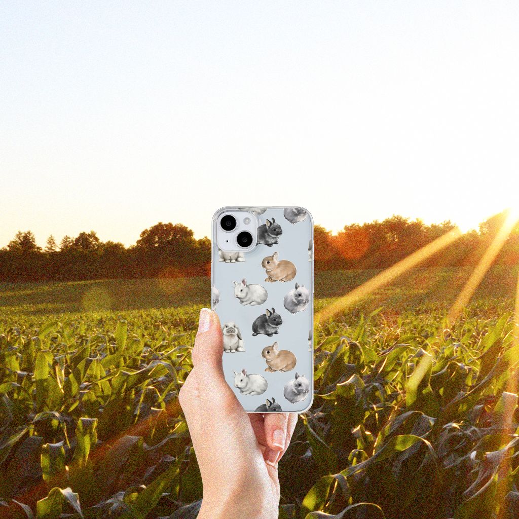 TPU Hoesje voor iPhone 15 Konijntjes design konijntjes voorkant
