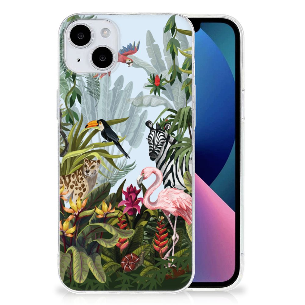 TPU Hoesje voor iPhone 15 Plus Jungle met kleurrijke jungle-dieren đŋđĻđ