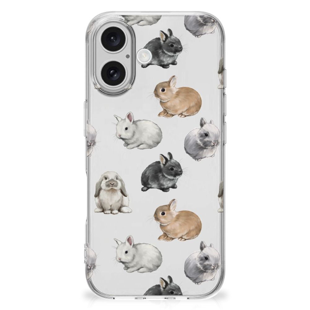 TPU Hoesje voor iPhone 16 Konijntjes design konijntjes voorkant