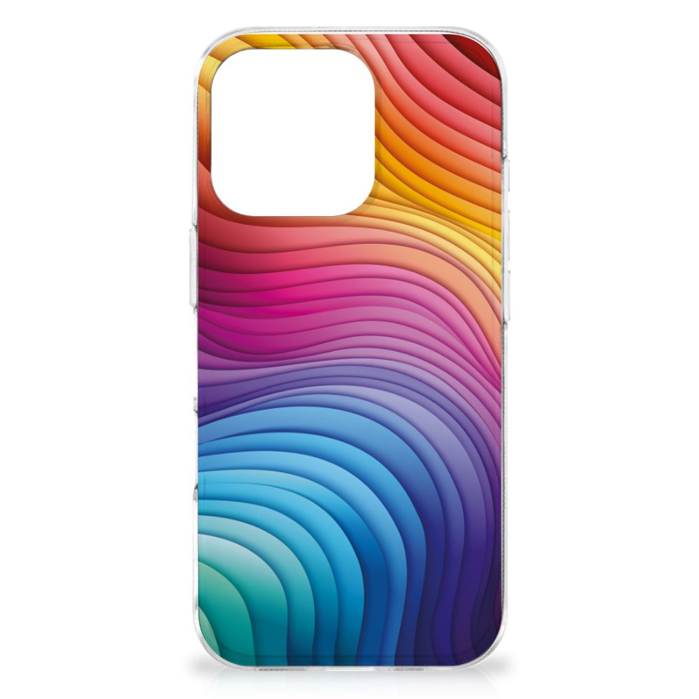 Apple iPhone 16 Pro TPU Hoesje voor iPhone 16 Pro Regenboog achterkant