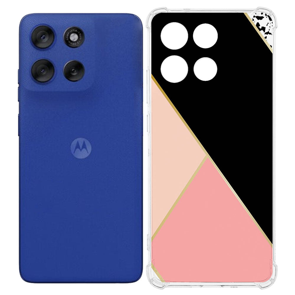 TPU Telefoonhoesje Motorola Moto G56 Black Pink Shapes backcover achterkant voorzijde