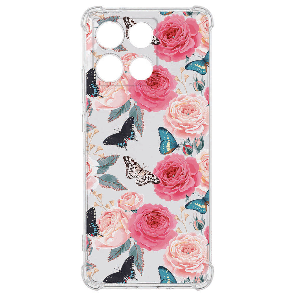 TPU Telefoonhoesje Motorola Moto G56 Butterfly Roses backcover aanzicht