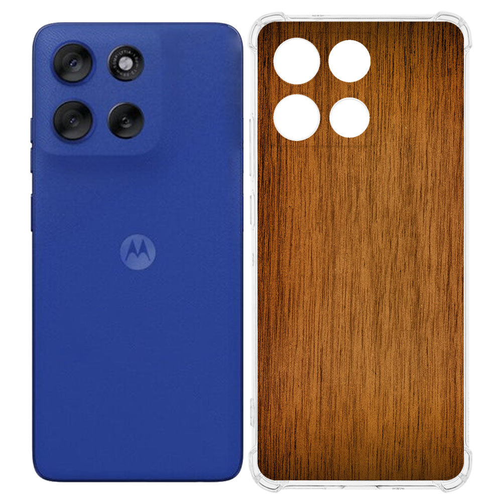 TPU Telefoonhoesje Motorola Moto G56 Donker Hout backcover aanzicht
