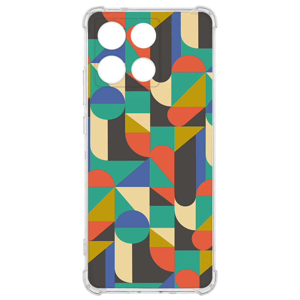 TPU Telefoonhoesje Motorola Moto G56 Funky Retro backcover design kleurrijk geometrisch patroon aanzicht