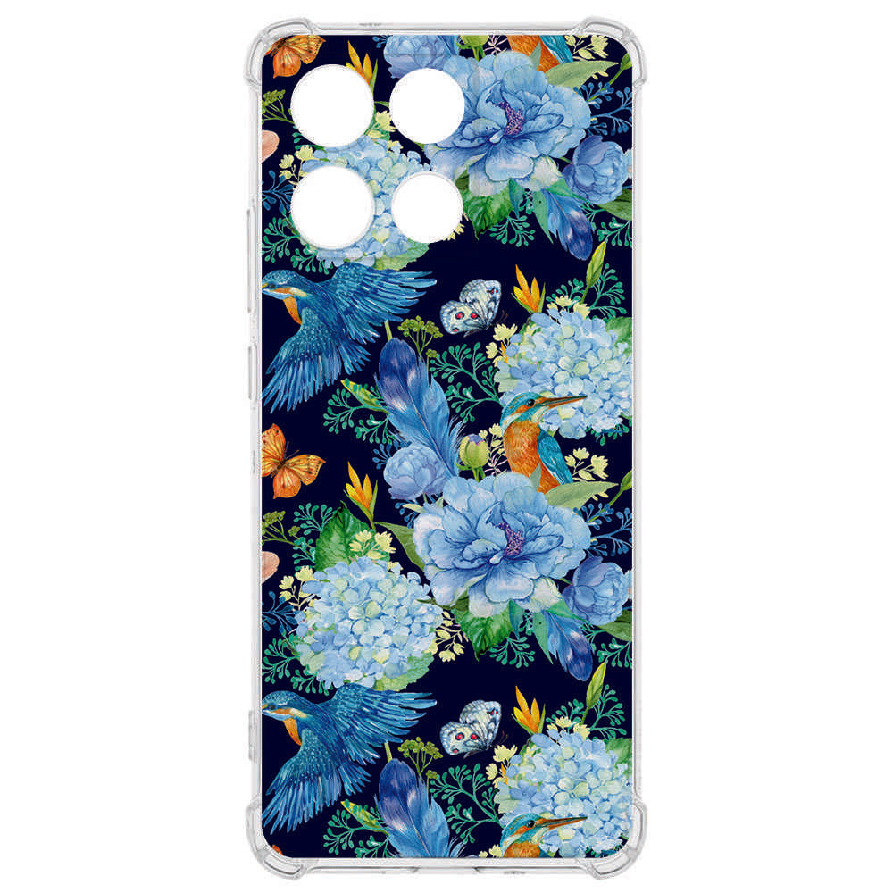 TPU Telefoonhoesje Motorola Moto G56 IJsvogel backcover bloemen natuur design