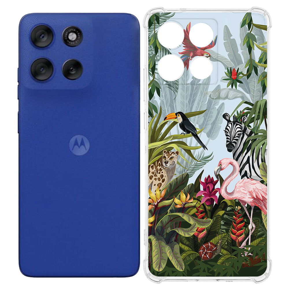 Motorola Moto G56 TPU Telefoonhoesje Jungle backcover voorkant achterzijde