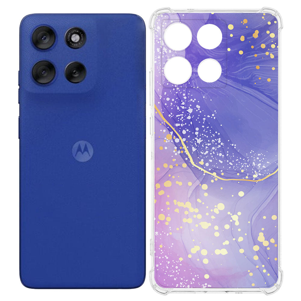Motorola Moto G56 TPU Telefoonhoesje Watercolor Paars backcover voor en achterkant