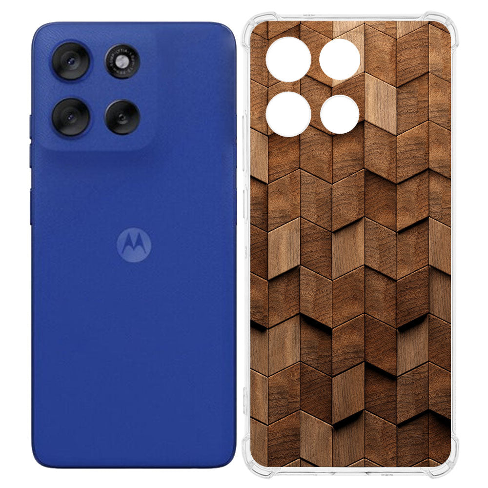 Motorola Moto G56 TPU Telefoonhoesje Wooden Cubes backcover achterzijde