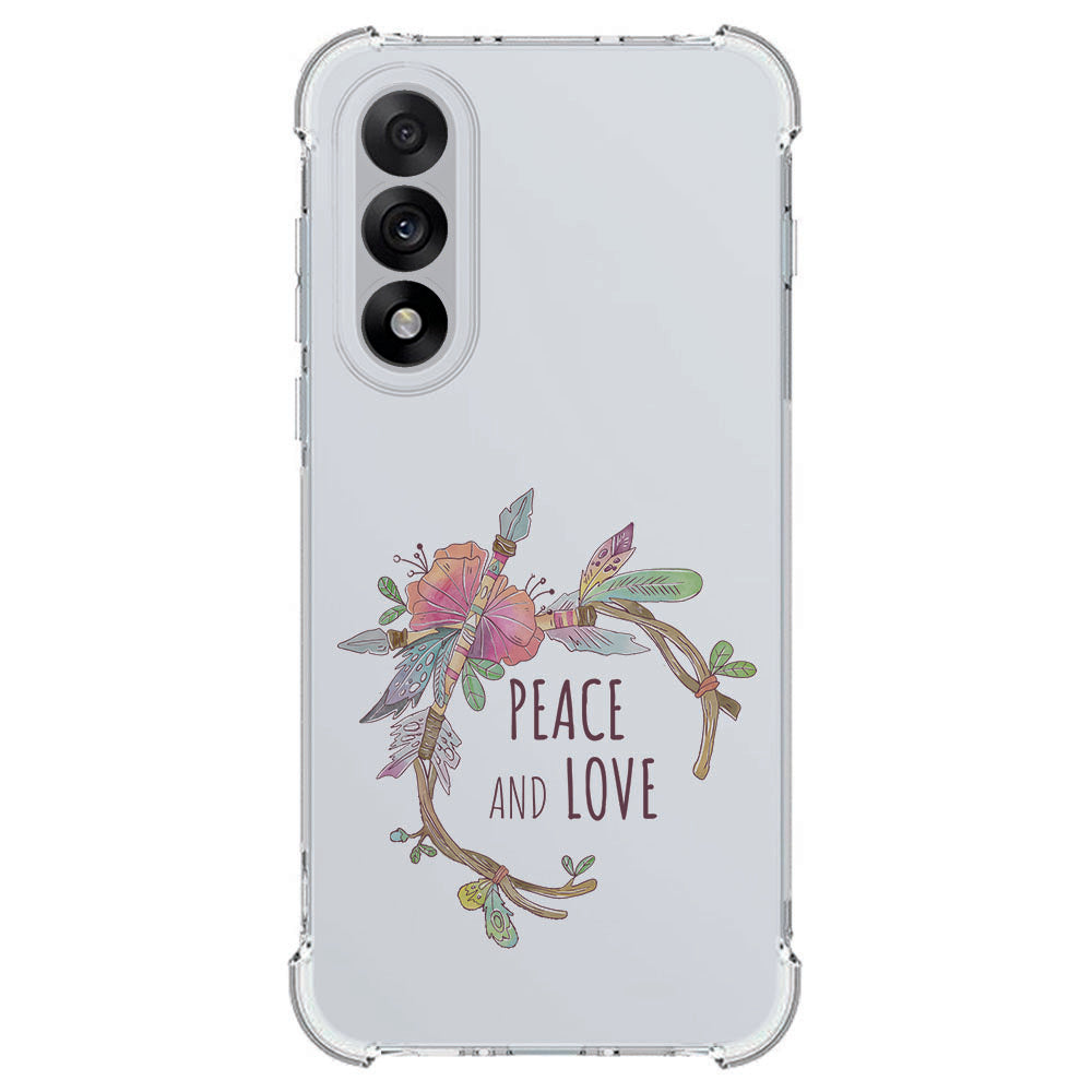 TPU Telefoonhoesje OnePlus Nord 5 - Boho Tekst schokabsorberende backcover voorkant met bloemen en tekst peace and love
