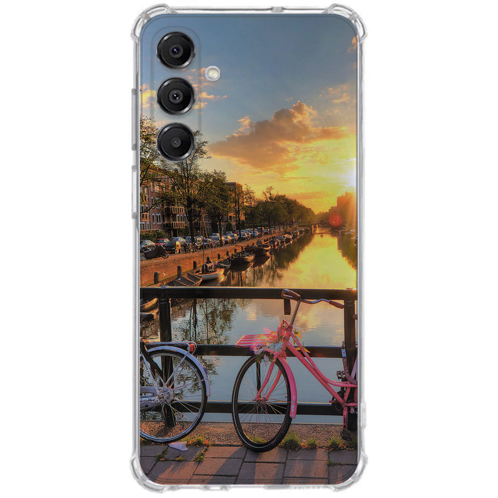 TPU Telefoonhoesje Samsung Galaxy A17 Amsterdamse Grachten schokabsorberende backcover fiets water zonsondergang
