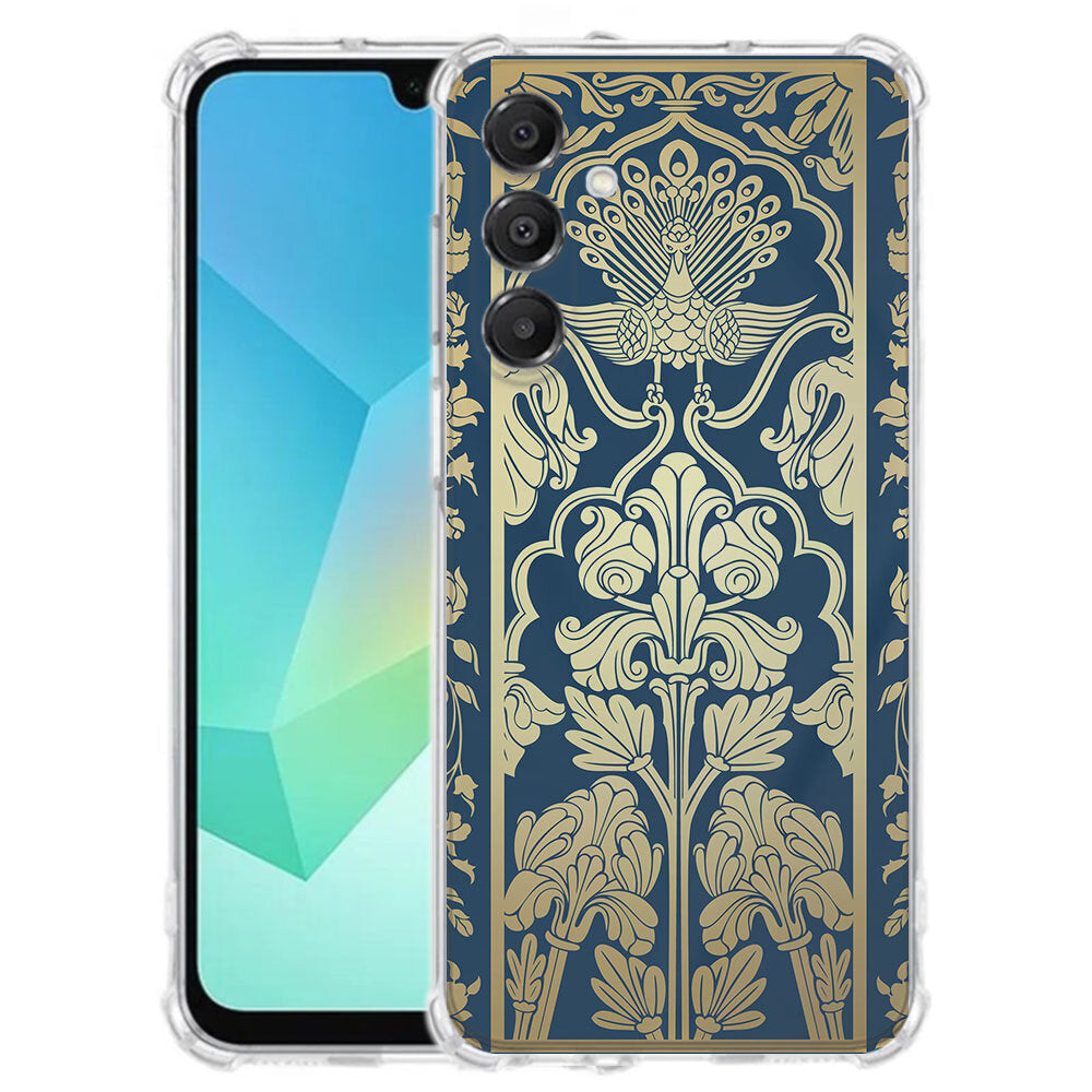 TPU Telefoonhoesje Samsung Galaxy A17 - Beige Flowers schokabsorberende backcover design peacock front