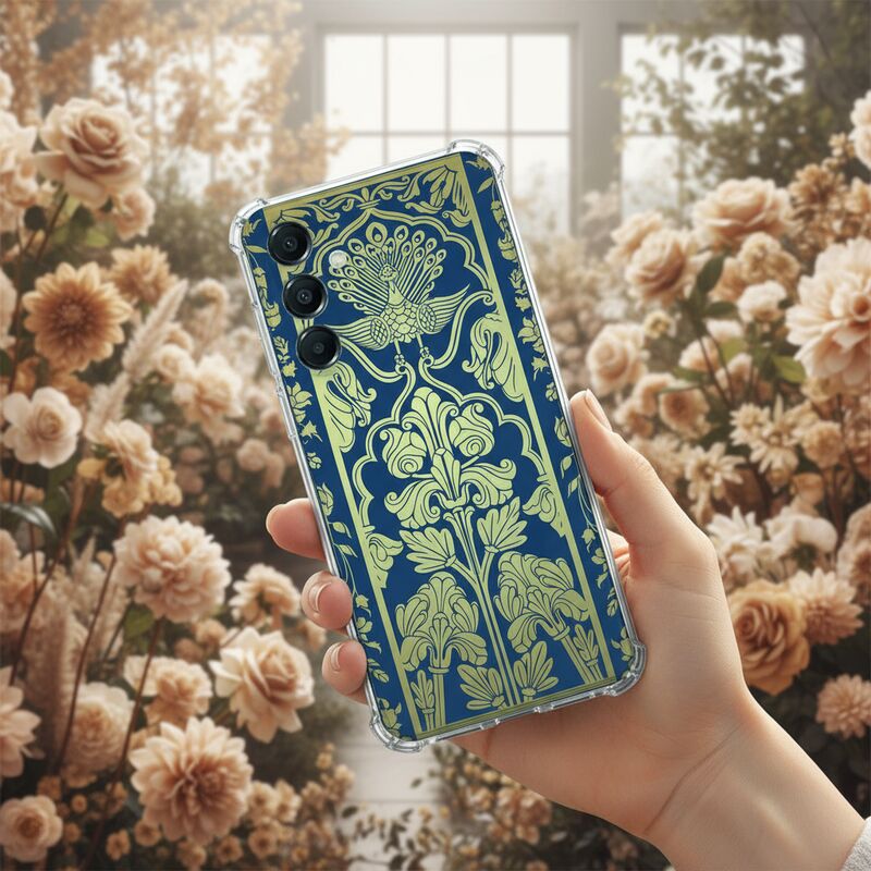Samsung Galaxy A17 TPU Telefoonhoesje Beige Flowers schokabsorberende backcover achterzijde