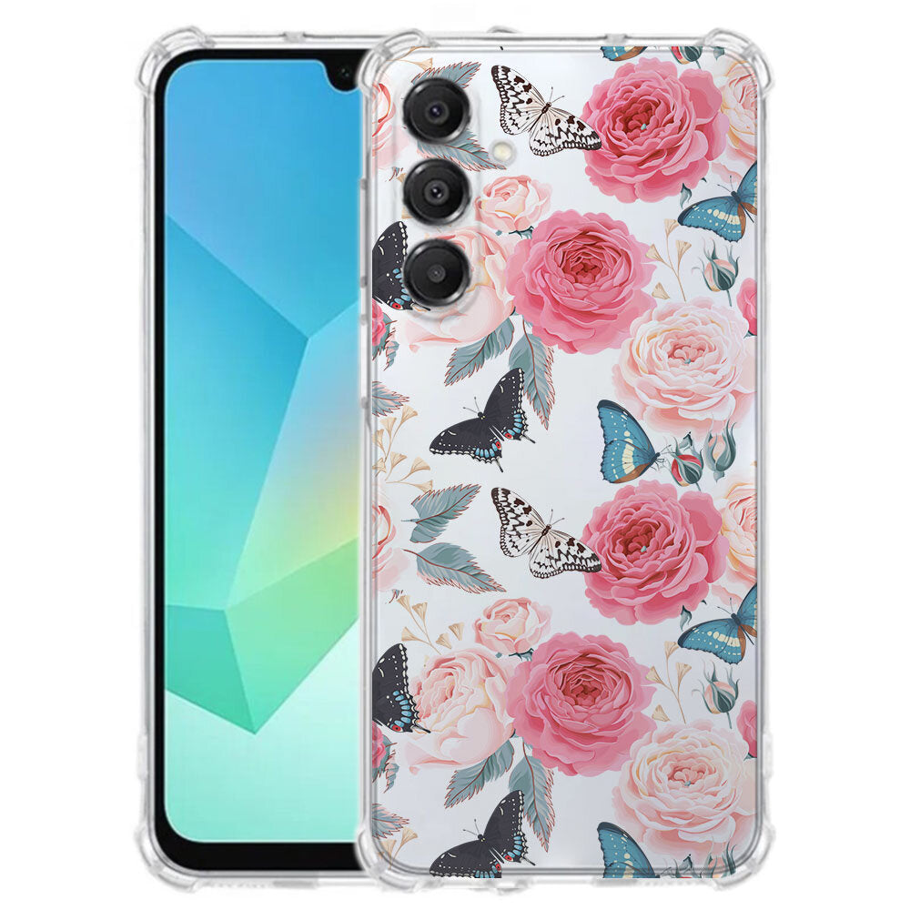 TPU Telefoonhoesje Samsung Galaxy A17 Butterfly Roses schokabsorberende backcover voorkant
