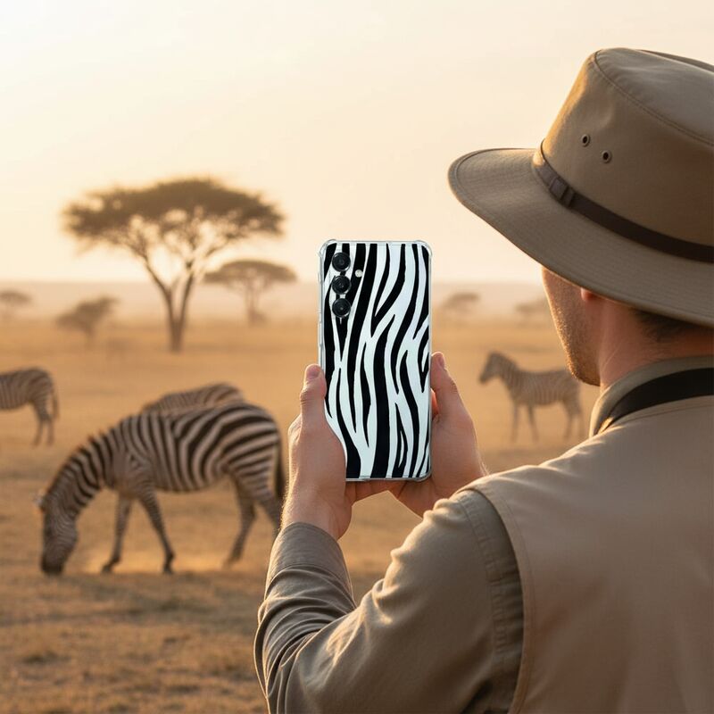 Samsung Galaxy A17 TPU Telefoonhoesje Zebra schokabsorberende backcover aanzicht