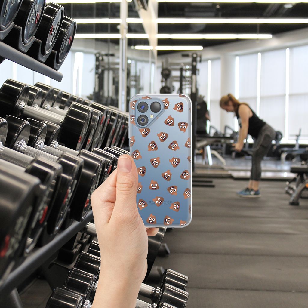 Fairphone 5 TPU bumper voor Fairphone 5 Poep Emojis hand met poep emoji design in sportschool