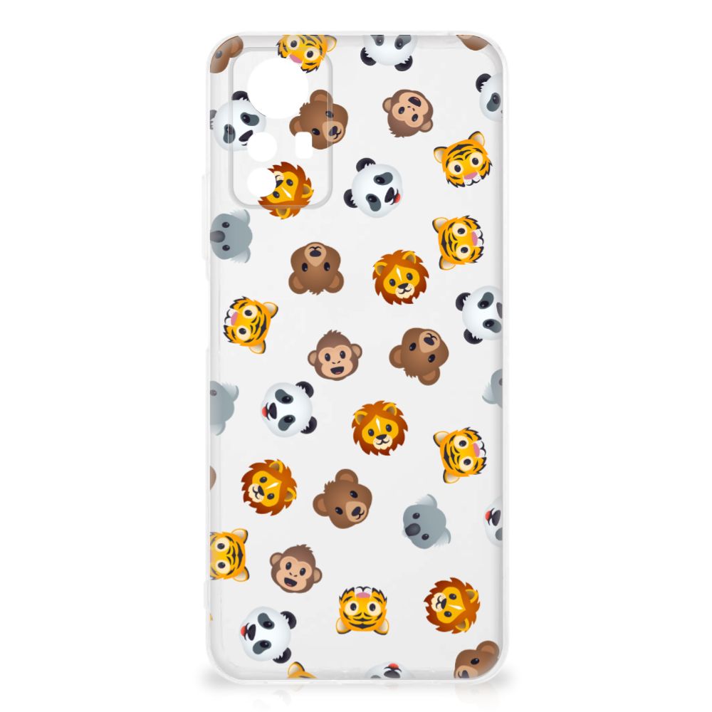 TPU bumper voor Xiaomi Redmi Note 12S Dieren Emojis met schattige dieren emojis zoals leeuw đĻ, panda đŧ en aap đĩ.
