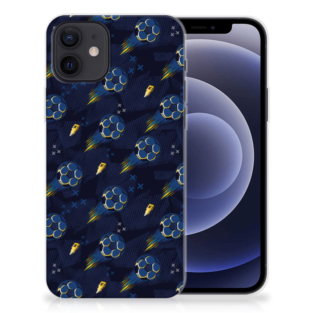 TPU bumper voor iPhone 12 | 12 Pro (6.1") Voetbal met vrolijk design van voetballen en sterren.