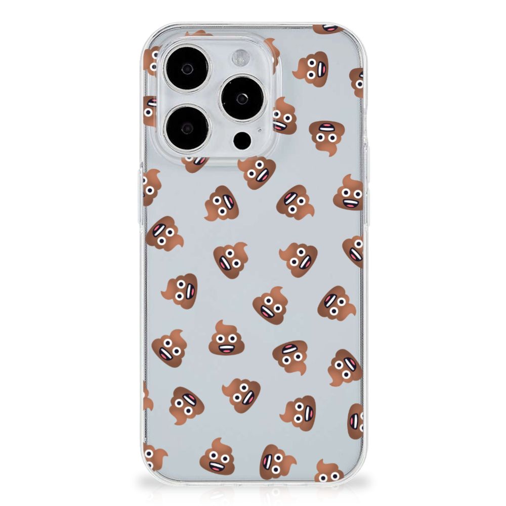 TPU bumper voor iPhone 15 Pro Max Poep Emojis met schattige poep emoji's đŠ op een doorzichtig hoesje.