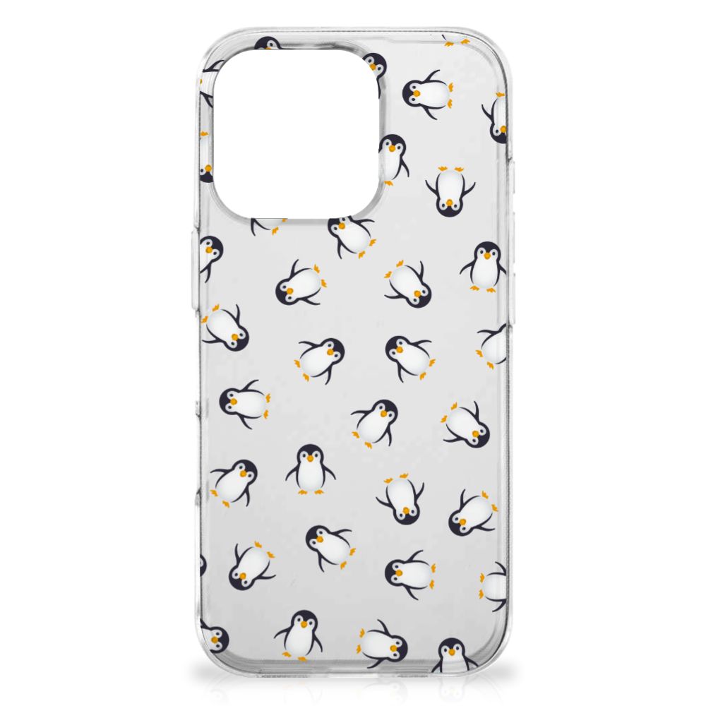 TPU bumper voor iPhone 16 Pro Pinguïn pinguïn patroon achteraanzicht