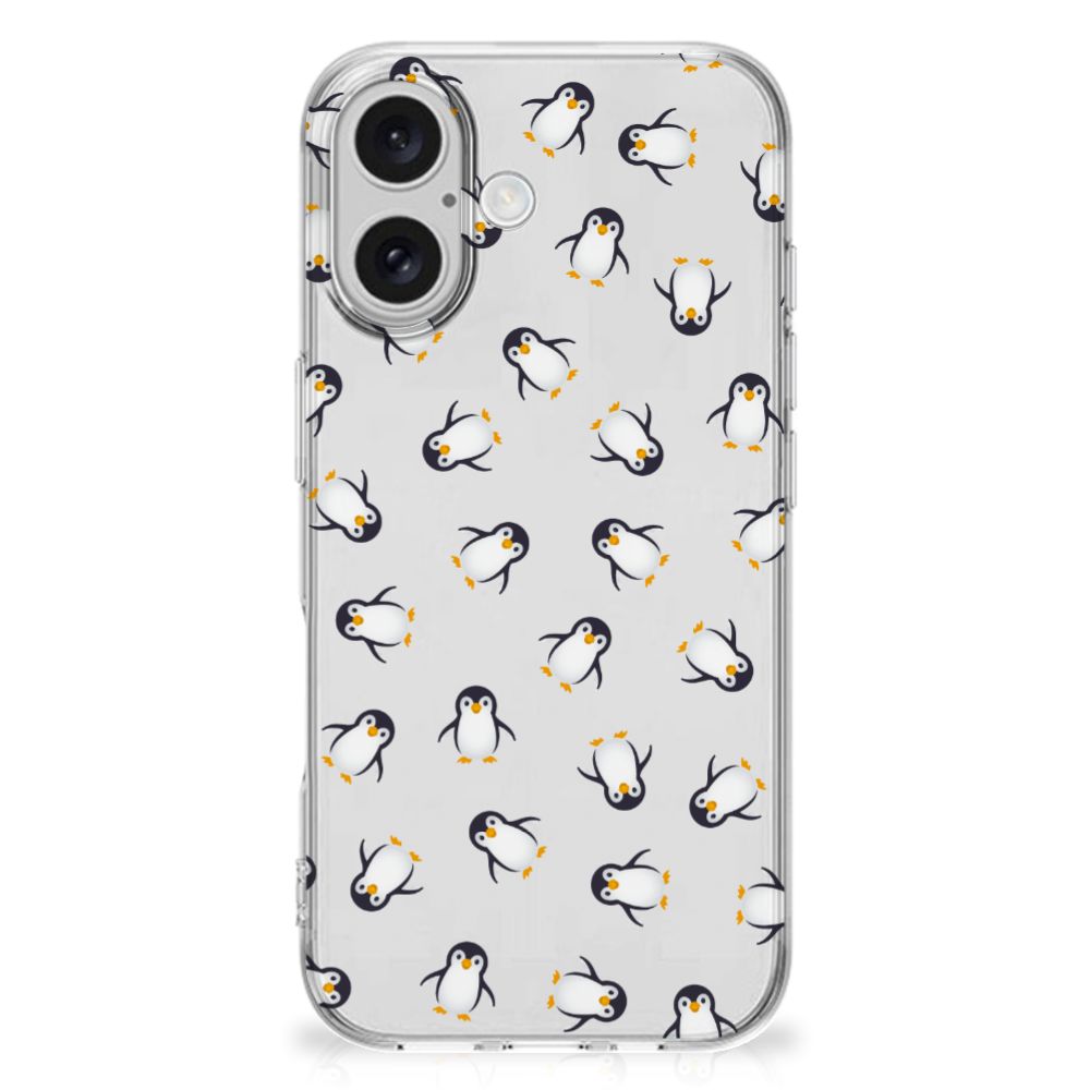 TPU bumper voor iPhone 16 plus Pinguïn achterkant design pinguïns