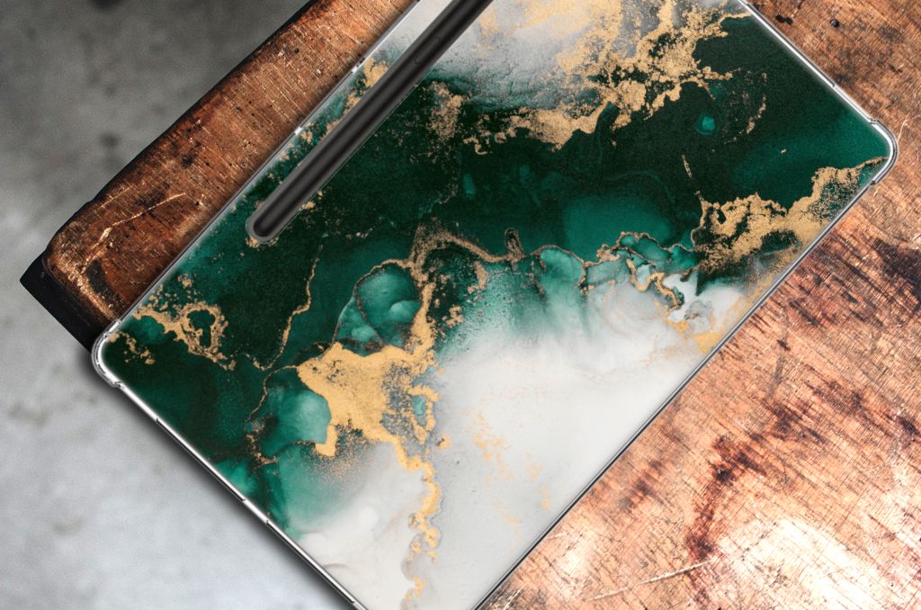 Tablet Back Cover voor Samsung Galaxy Tab S9 Plus Marmer Groen