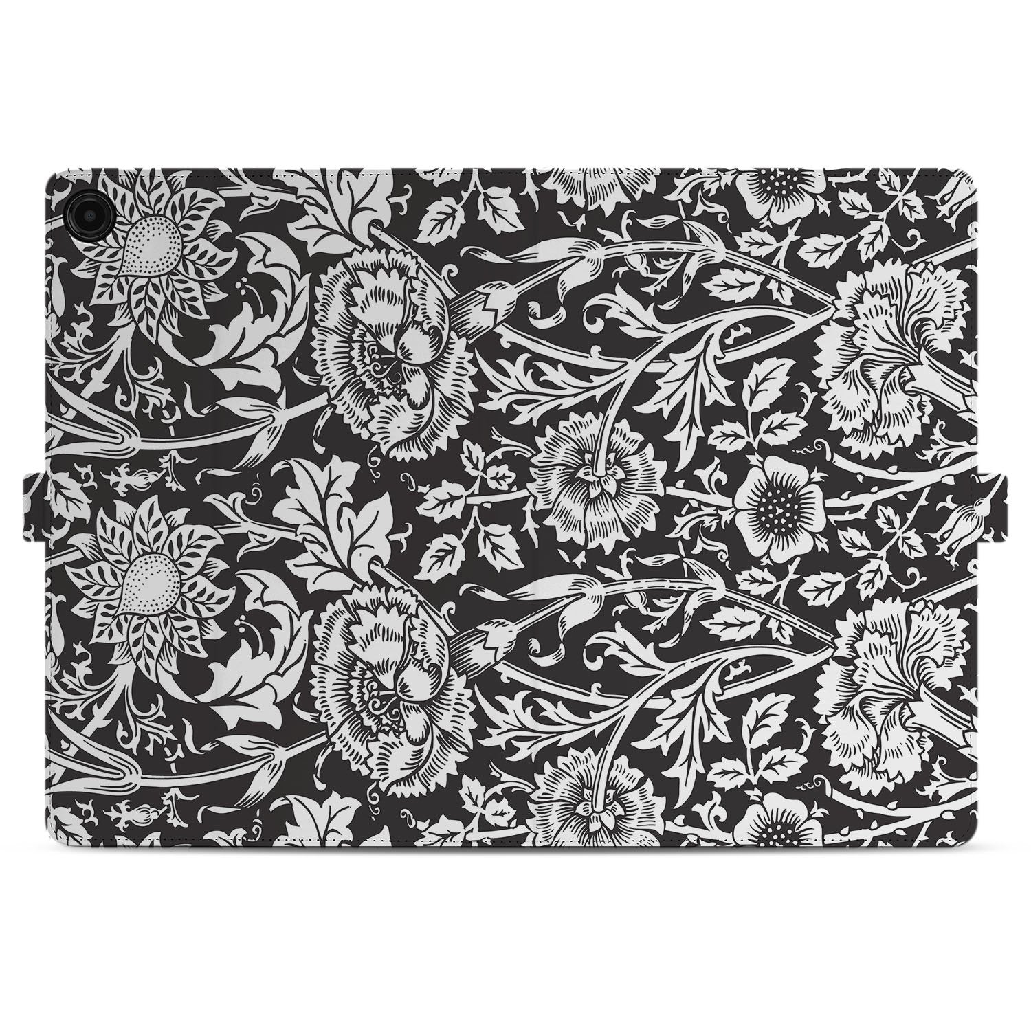 Samsung Galaxy Tab A11 Plus Tablet Book Case Black Flowers achterkant