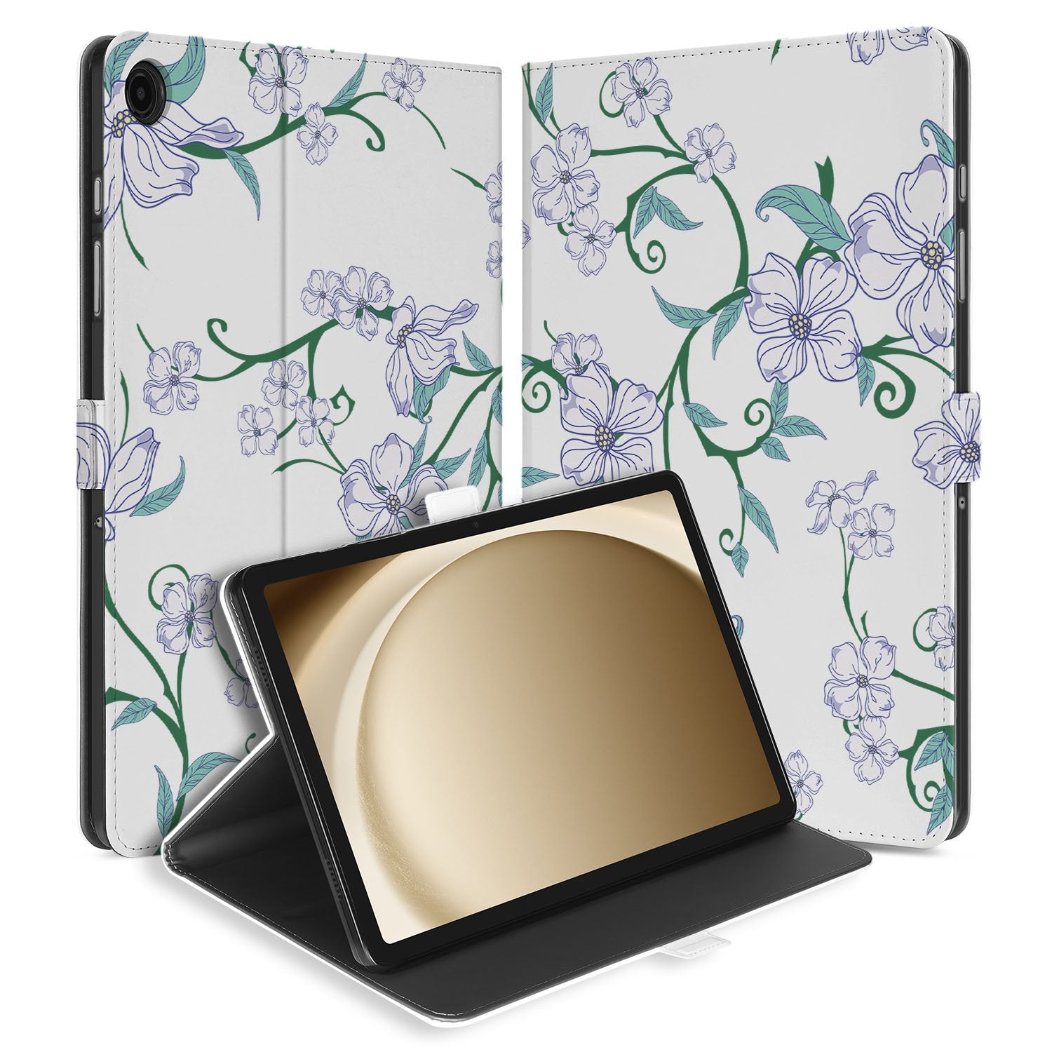 Samsung Galaxy Tab A11 Plus Tablet Book Case Blossom White voorkant achterkant