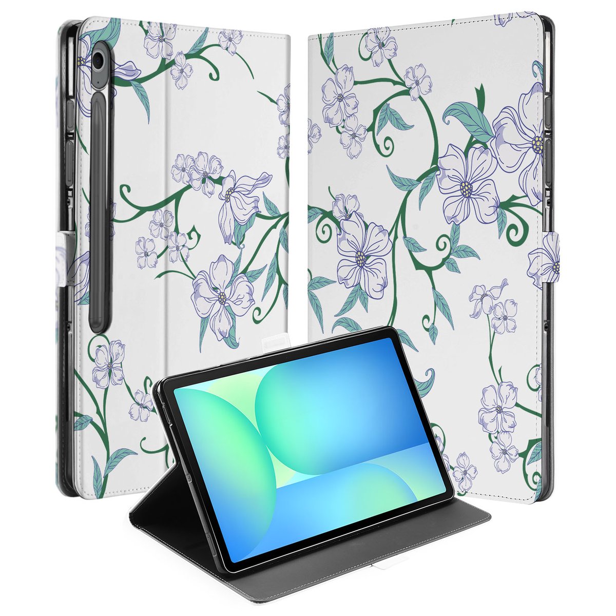 Samsung Galaxy Tab S10 FE Plus Tablet Book Case Blossom White voorkant achterkant