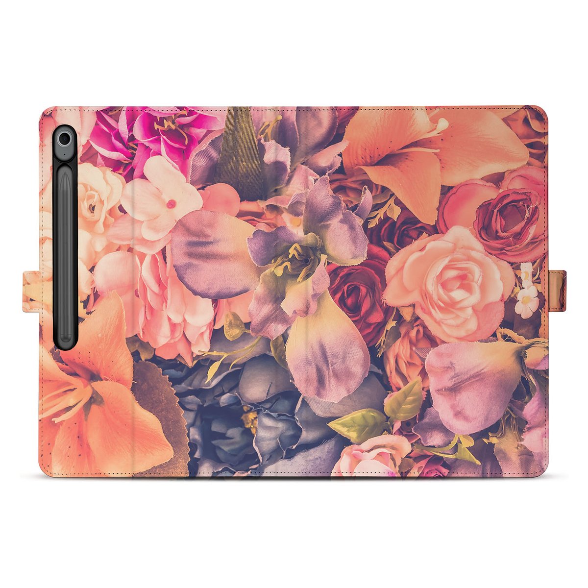 Tablet Book Case Bosje Bloemen Samsung Galaxy Tab S10 FE Plus bloemen patroon voorkant