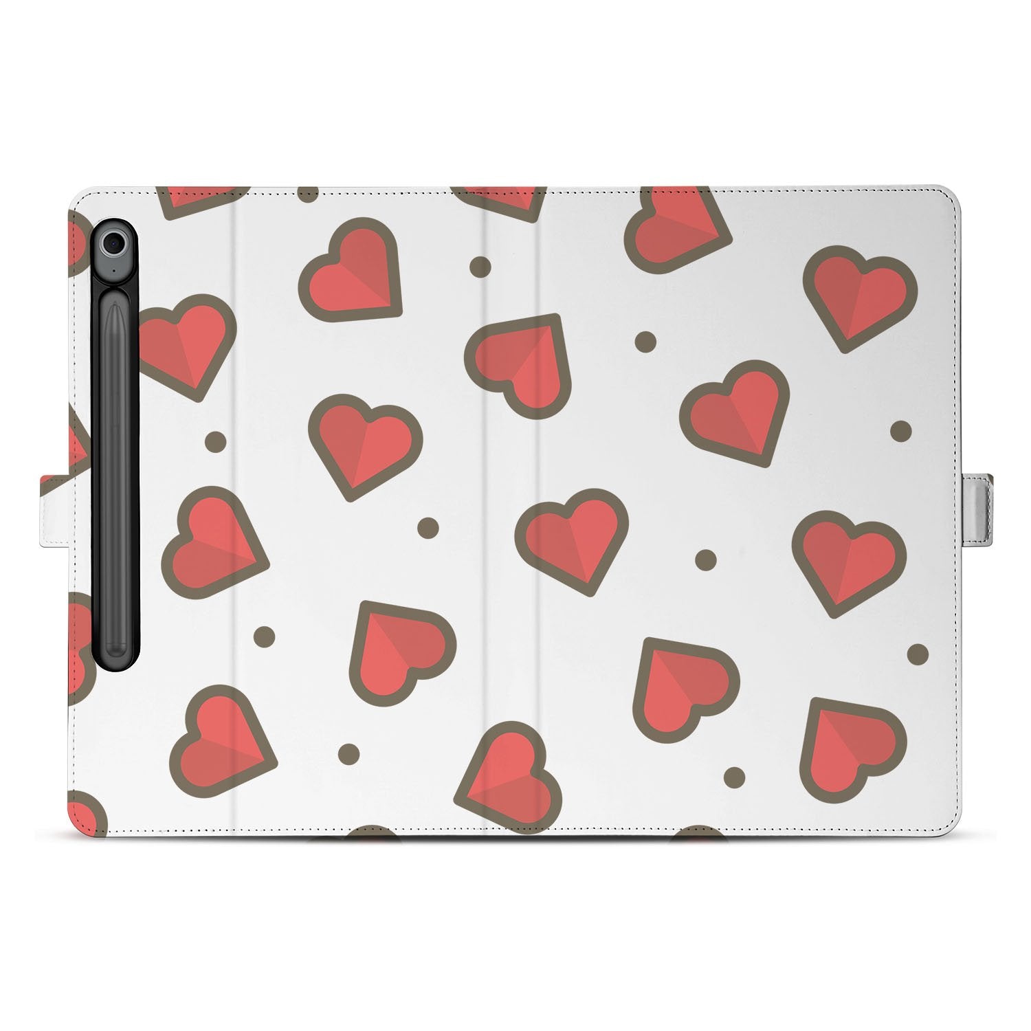 Tablet Book Case Hearts Samsung Galaxy Tab S10 FE | Tab S9 FE design hartjes aanzicht