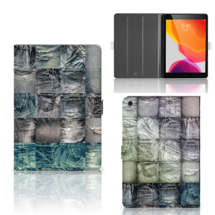 Spijkerbroeken - collage met voor-, achter- en binnenkant