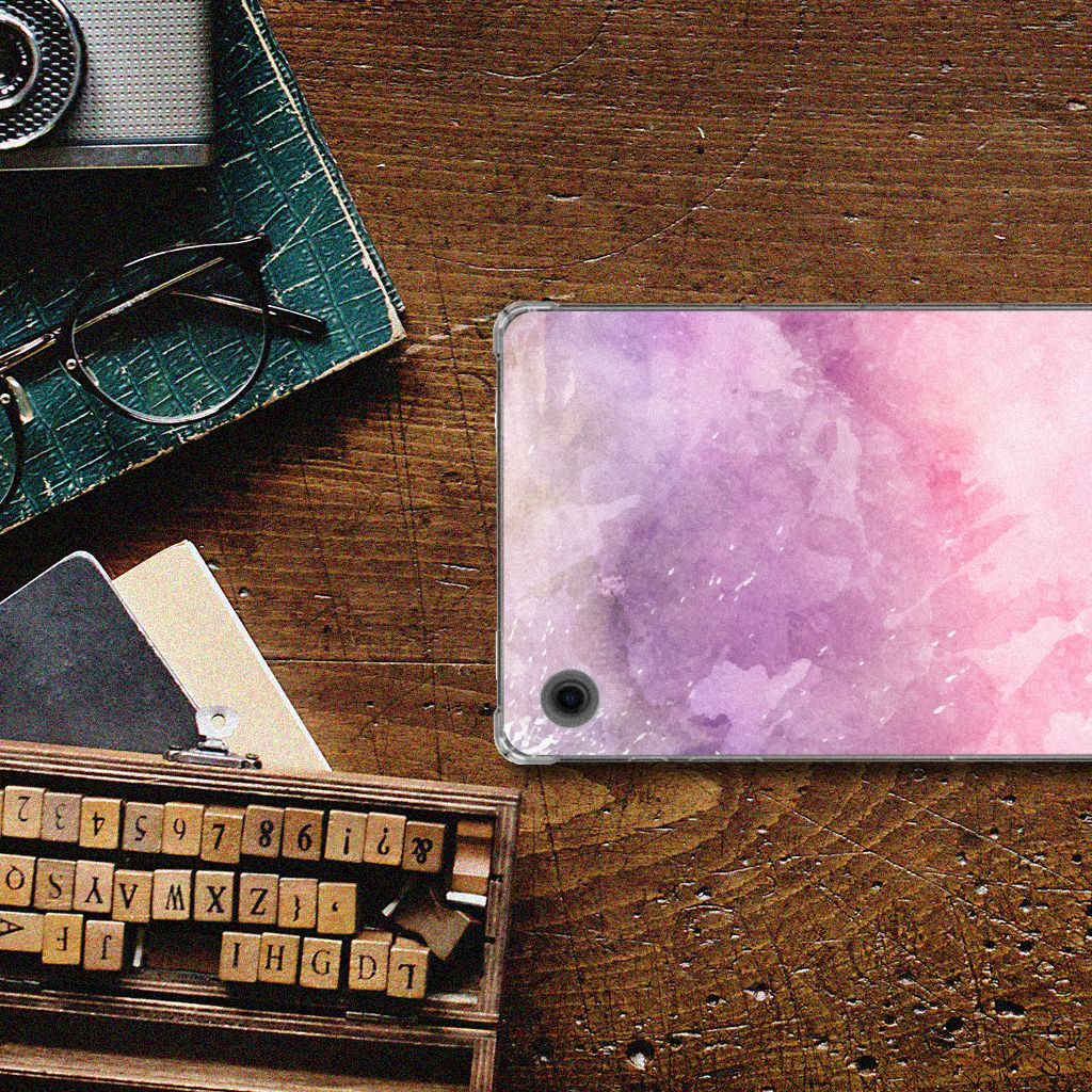 Samsung Galaxy Tab A9 Tablethoes Pink Purple Paint aanzicht