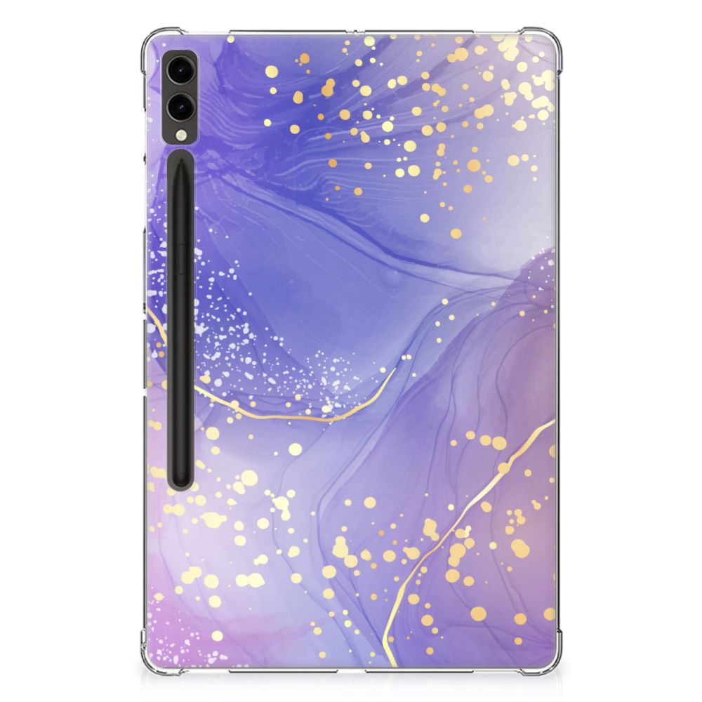 Tablethoes voor Samsung Galaxy Tab S9 Plus Watercolor Paars met prachtig paarse en gouden abstracte print â¨