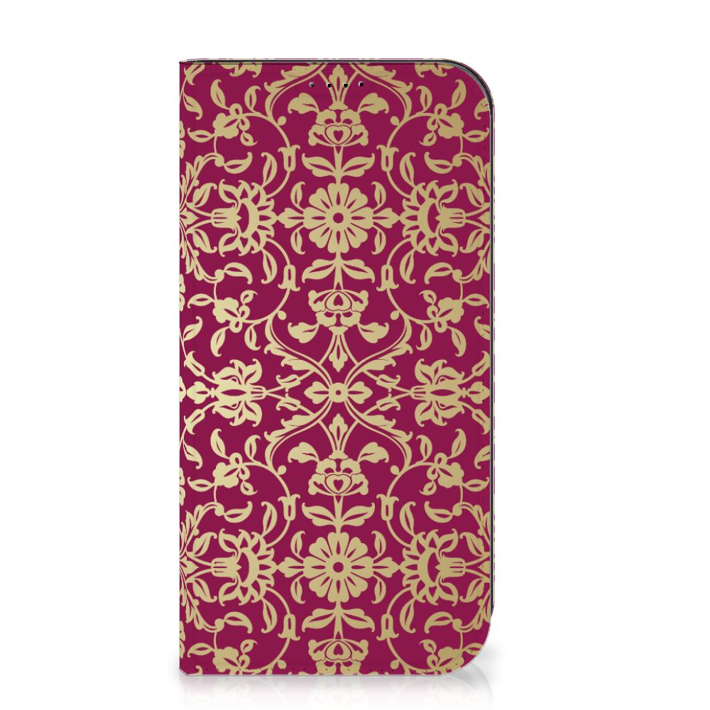 Telefoon Hoesje iPhone 15 Pro Max Barok Pink met elegant barokdesign en gouden accenten