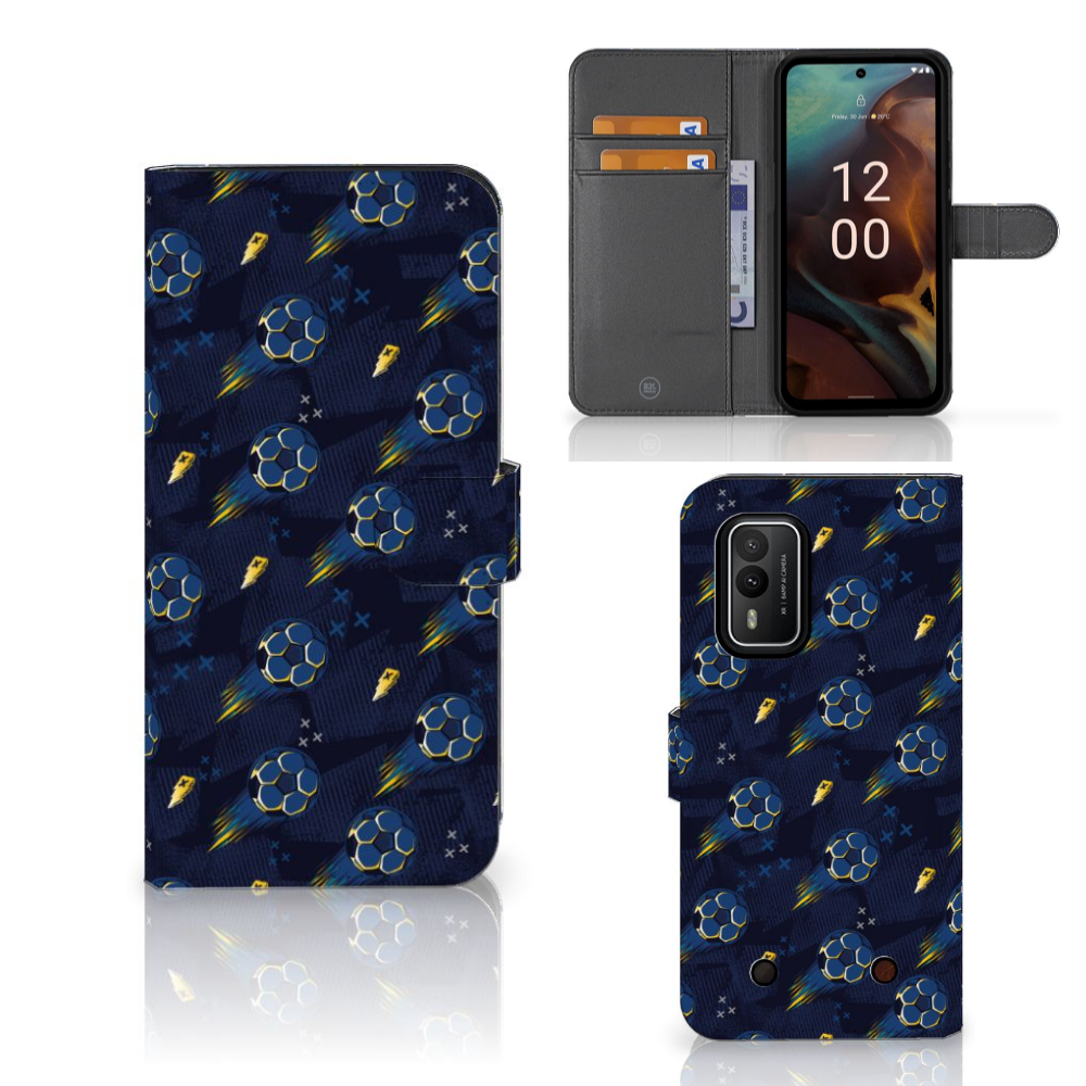 Nokia XR21 Telefoon Hoesje Voetbal design voorkant binnenkant aanzicht