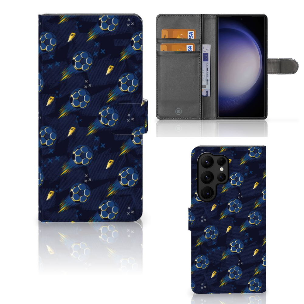 Samsung Galaxy S23 Ultra Telefoon Hoesje Voetbal design voorkant binnenkant