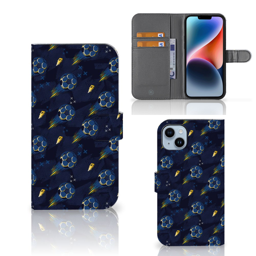Telefoon Hoesje voor iPhone 15 Plus Voetbal met voetbal design en ruimte voor pasjes âŊī¸