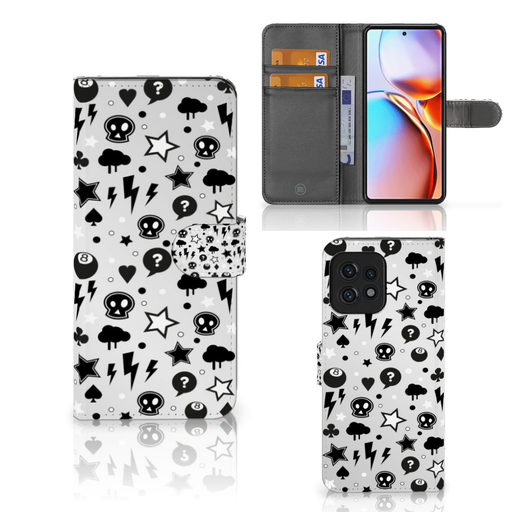 Motorola Edge 40 Pro telefoonhoesje met naam Silver Punk design vooraanzicht
